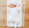 Solid Essentials White Footie  with Light Blue Trim