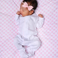 Solid Essentials White,Pink trim Footie magnolia baby