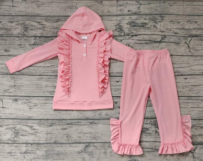 Solid Ruffle Hooded Sets