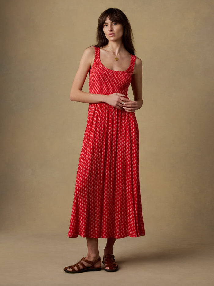 | Sophia Smocked Dress - Red Lotus Floral | Faherty Brand