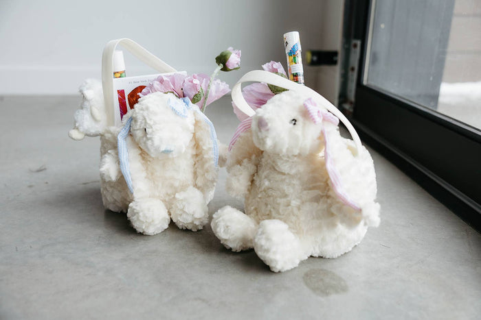 Spring Easter Bunny Basket Assortment Cream Pink, Cream Blue