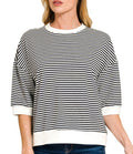 Striped banded top black