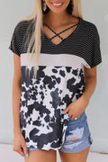 Striped Cow block Top