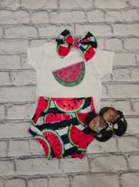 Striped Watermelon Bummie and Bow Set