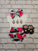 Striped Watermelon Bummie and Bow Set