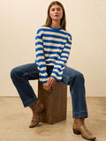 | Sunwashed Organic Long-Sleeve Retro Tee - Sea Stripe | Faherty Brand