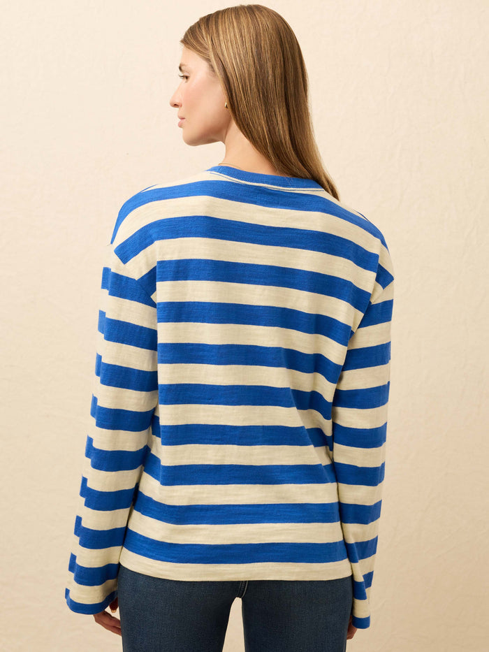 | Sunwashed Organic Long-Sleeve Retro Tee - Sea Stripe | Faherty Brand
