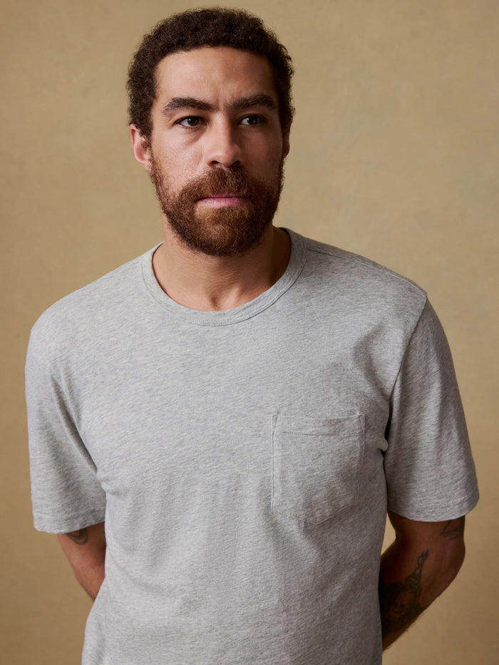 | Sunwashed Regenerative Pocket Tee - Granite Heather | Faherty Brand