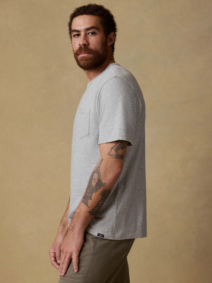 | Sunwashed Regenerative Pocket Tee - Granite Heather | Faherty Brand