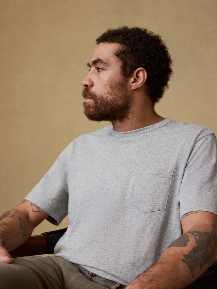 | Sunwashed Regenerative Pocket Tee - Granite Heather | Faherty Brand