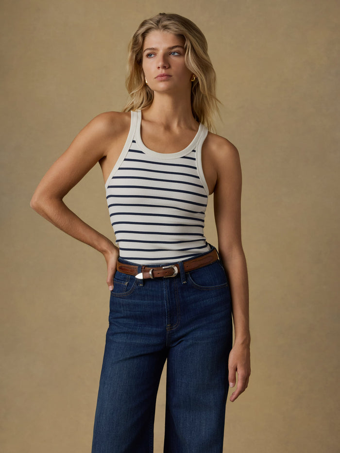 | Surfside Rib Tank - Salt Air Stripe | Faherty Brand