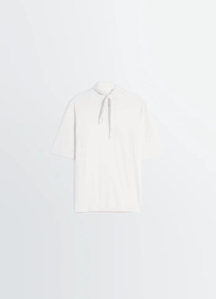 Lemaire T-Shirt with Foulard in Light Mercerised Cotton Jersey, product shot, back view simple straight cut