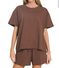 Terry tee and short set brown