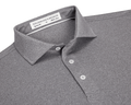 The Anderson Shirt: Heathered Gray features a classic collar, three-button placket, and jersey knit fabric for stretch and moisture-wicking comfort.