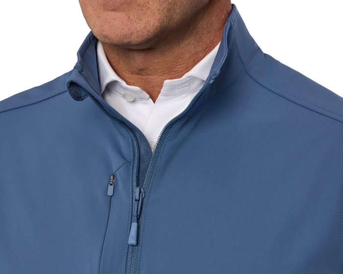 The Boyd Vest: Andover features a stand-up collar, zip-front, and chest pocket, offering windproof, water-resistant protection with four-way stretch for versatile wear.
