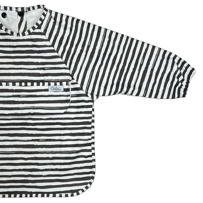 The Grayson Long Sleeve Bib - Brush Stripes: Powder Blue
