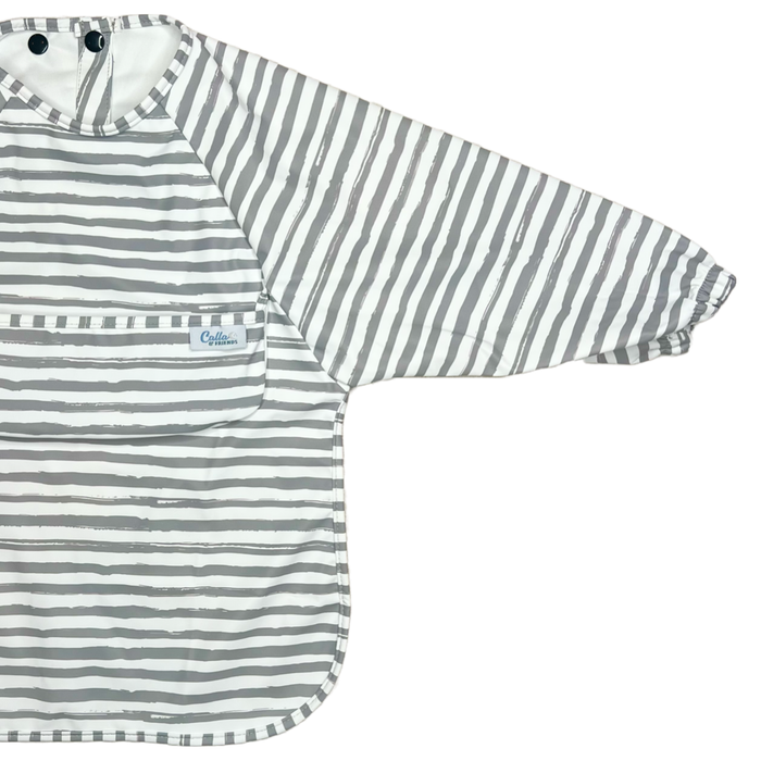 The Grayson Long Sleeve Bib - Brush Stripes: Powder Blue