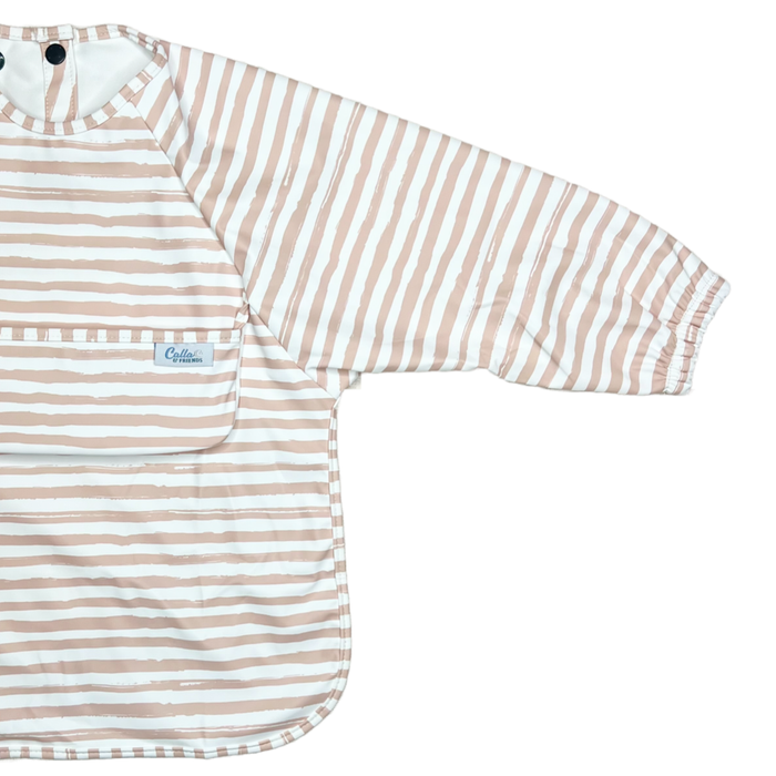 The Grayson Long Sleeve Bib - Brush Stripes: Powder Blue