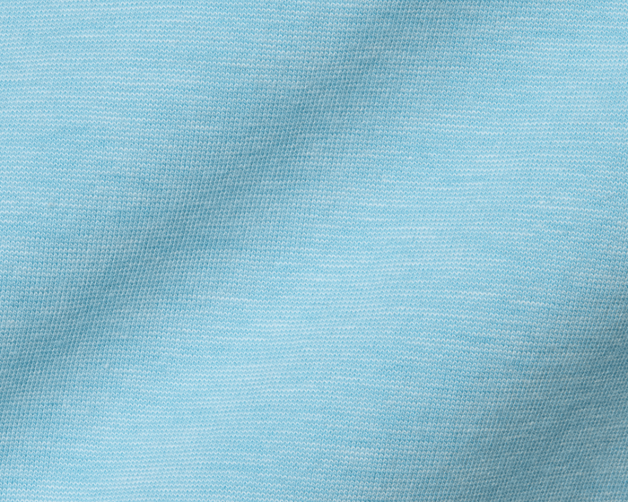 Close-up of The Hatcher Shirt: Harbor & White, showcasing soft knit fabric texture, highlighting subtle folds and knit stitches for a comfortable, breathable experience.