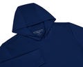The Jackson Hoodie: Navy, showcasing a tailored fit with a visible interior label from Holderness & Bourne, ideal for golf with its streamlined, lightweight design.