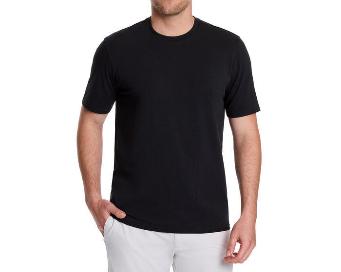 Man wearing Holderness & Bourne Men’s Black Cotton T-Shirt