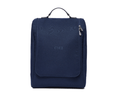 The Rutledge Shoe Bag: Navy Ballistic - Navy Embroidery, a compact, box-shaped tote with a top handle, zippered side, front flap with CMB initials.