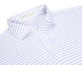 The Springer Shirt: White/Vista Blue/Tudor, features a collared button-up design with light-blue stripes, crafted from breathable, moisture-wicking AIRATION® fabric with UPF 50+ protection.