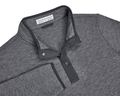 The Sullivan Quarter-Snap: Heathered Charcoal pullover with a stand-up collar, partial snap-button placket, buttery fabric, and diamond-quilted insulation for warmth.