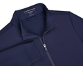 Navy blue golf jacket with a zipper on a white background