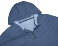 The Tilley Quarter-Zip Hoodie: Heathered Andover, showcasing a sleek pullover with a soft contrast-lined interior, ideal for versatile, midweight performance wear.