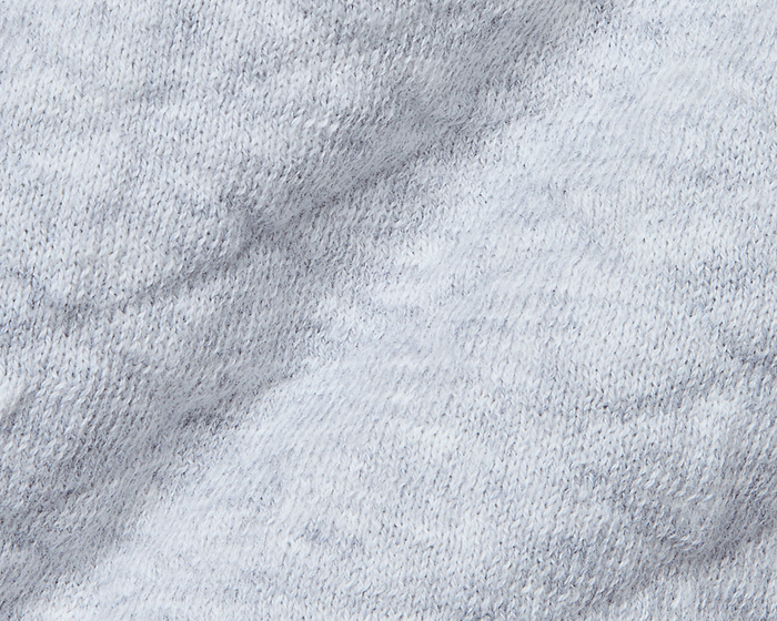 Close-up of The Wallace Boys Hoodie Sweater: Heathered Gray, showcasing the soft, loop-back knit texture of the breathable Egyptian cotton fabric.