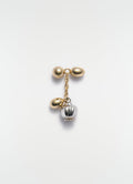 Thistle buttonhole ornament in gold and silver brass with chain detail by LEMAIRE on white background