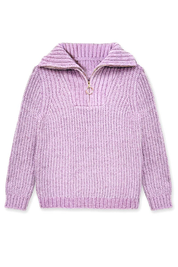 TWS-Y25-9036T Toddler's Pullover Lurex Sweater w/ Zip Front