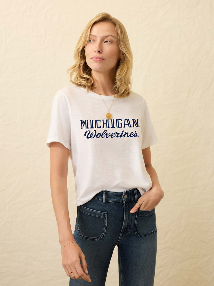 University of Michigan Sunwashed Regenerative Tee - White