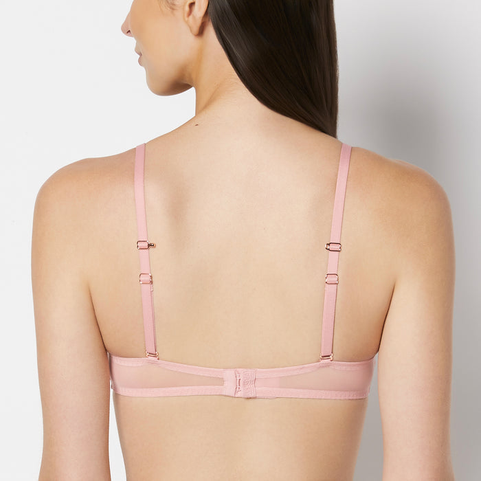 Up 2 Cup Plunge Bra with Timeless Lace Up Detail in Rose Elegance