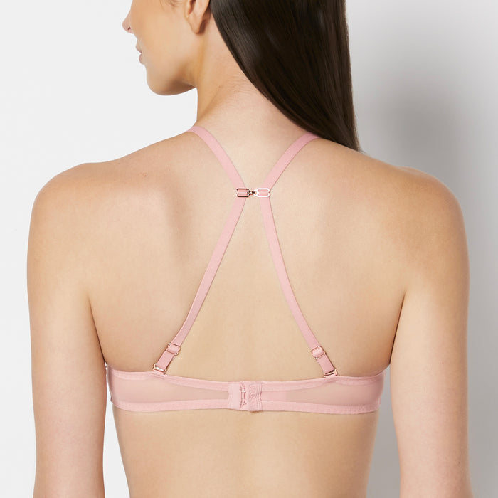 Up 2 Cup Plunge Bra with Timeless Lace Up Detail in Rose Elegance