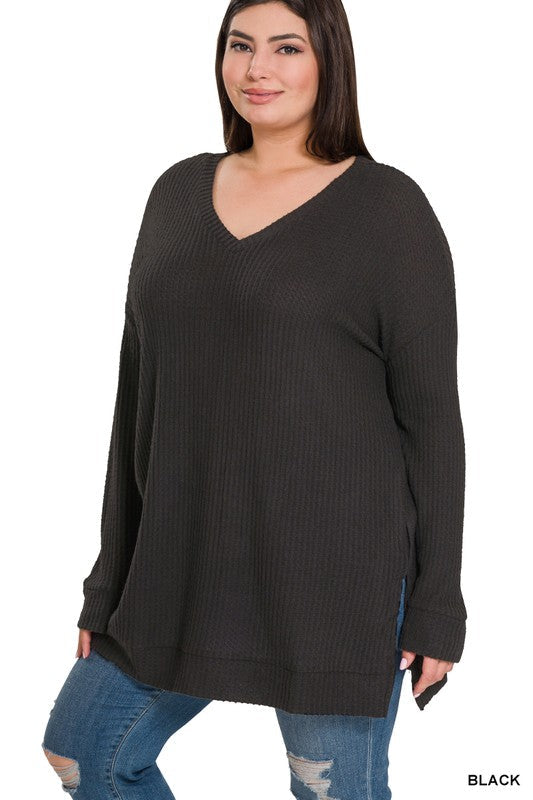 V-Neck Waffle Top