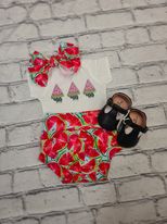 Watermelon Bummie and Bow Set