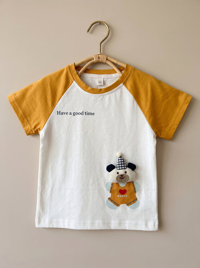 White & Mustard Contrast Sleeve Top