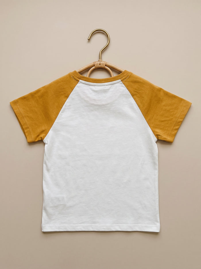 White & Mustard Contrast Sleeve Top