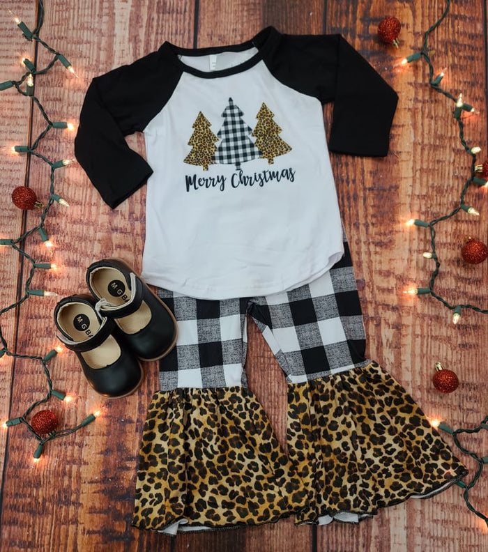 White Plaid Merry Christmas 2pc