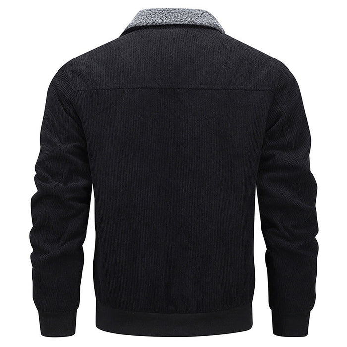Winter Lapel Fleece Jacket With Pockets Warm Thicken Cotton Coat Men's Clothing