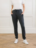 Charcoal Bamboo Jogger Set. The photo was taken close up, showing off the print of the joggers. |Color:Charcoal