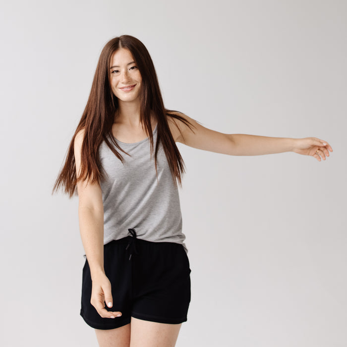 Black Women's Ultra-Soft Bamboo Jogger Shorts [Aya]