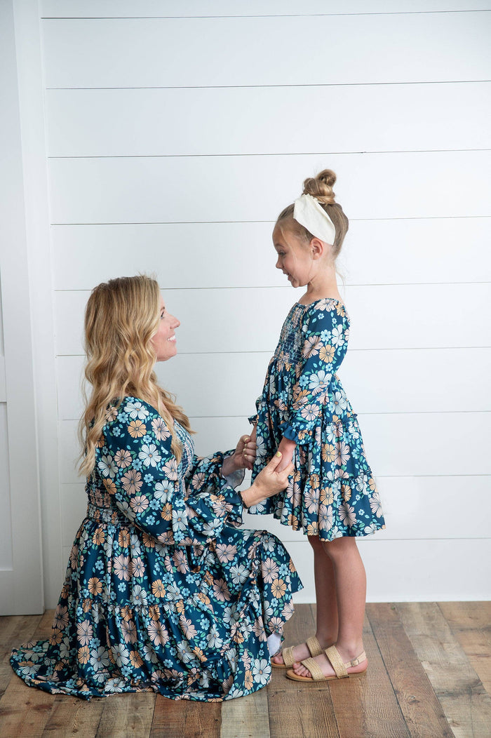 Women's Grace Winter Floral Mommy & Me Matching Tiered Dress
