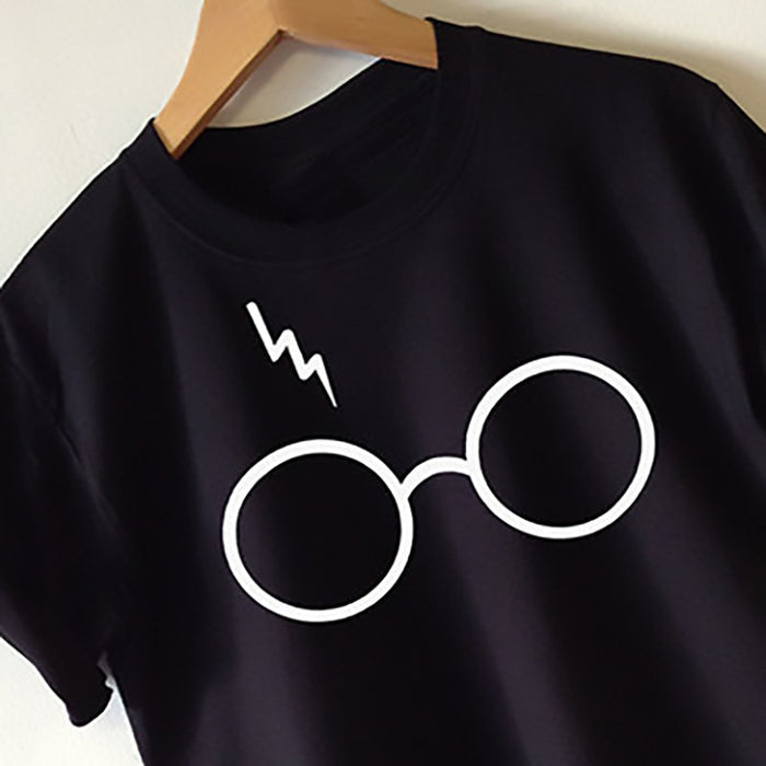 Womens Harry Potter Lightning Glasses Printed T-shirt Tees