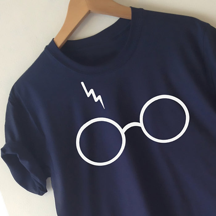 Womens Harry Potter Lightning Glasses Printed T-shirt Tees