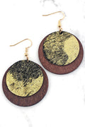 Wood Framed Gold Cowhide earring