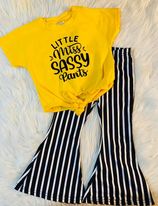 Yellow/ Black Little Miss Sassy Pants 2 PC
