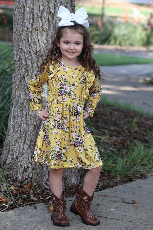 Yellow Floral Flutter Dress